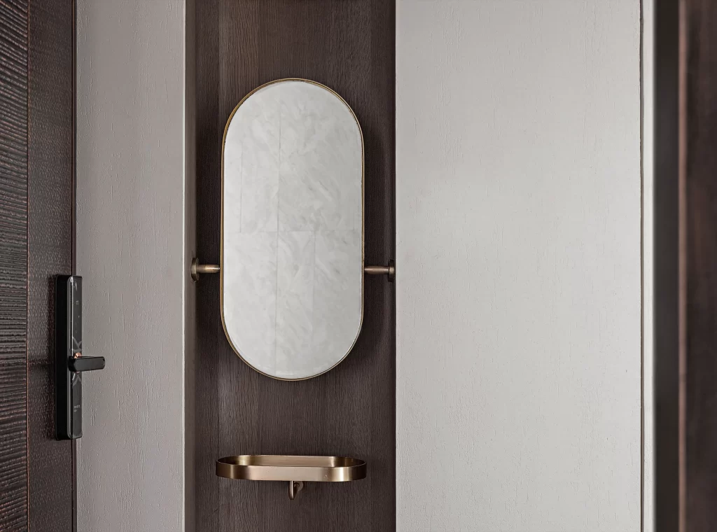 Bathroom Contemporary Neutral Dark Wood Marble