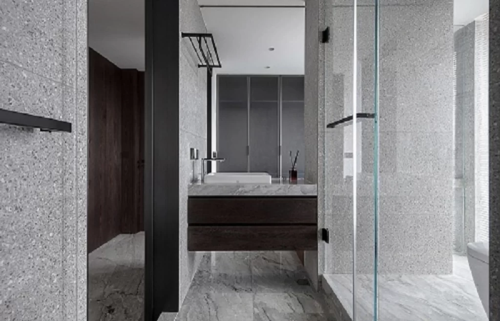 Bathroom Contemporary Neutral Grey Marble Glass