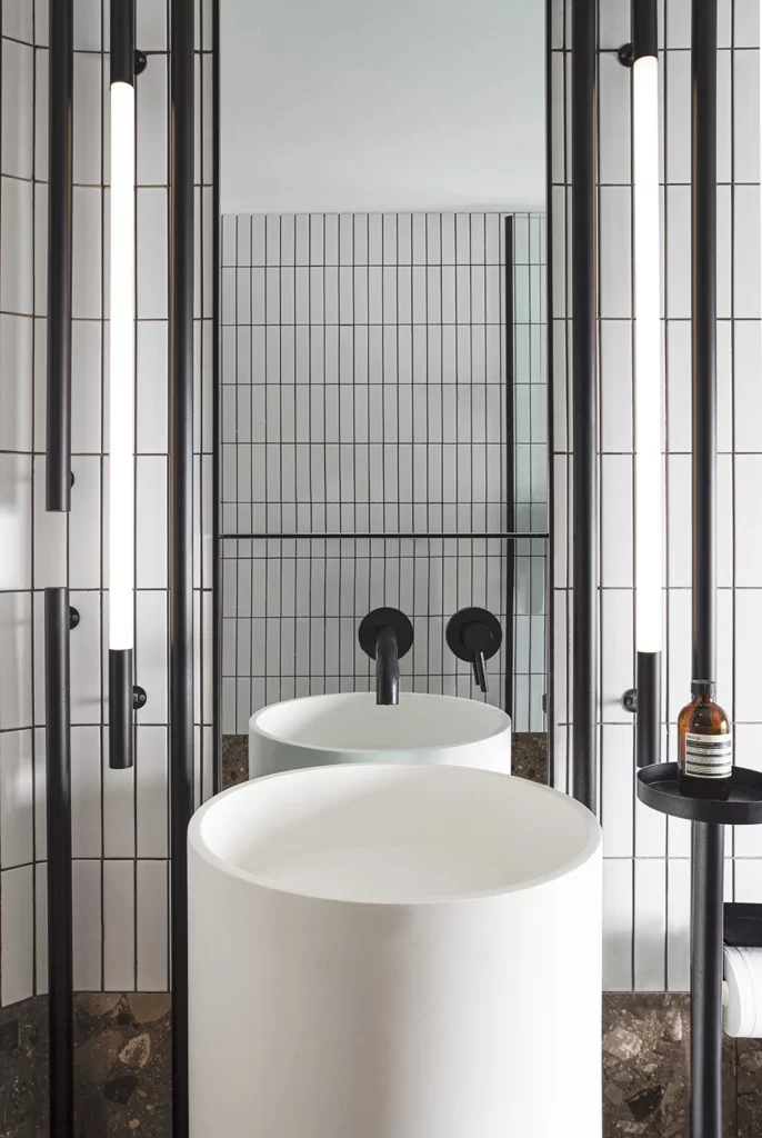 Bathroom Industrial Minimalist Black White Neutral Metal