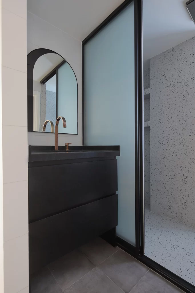 Bathroom Modern Black White Neutral Frosted Glass