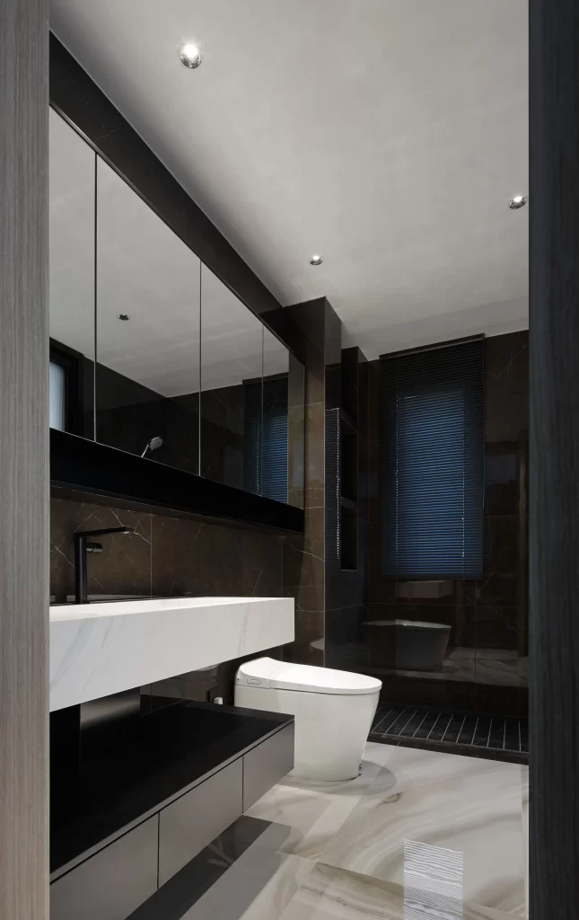 Bathroom Modern Dark Tones Minimalist Clean Lines Neutral