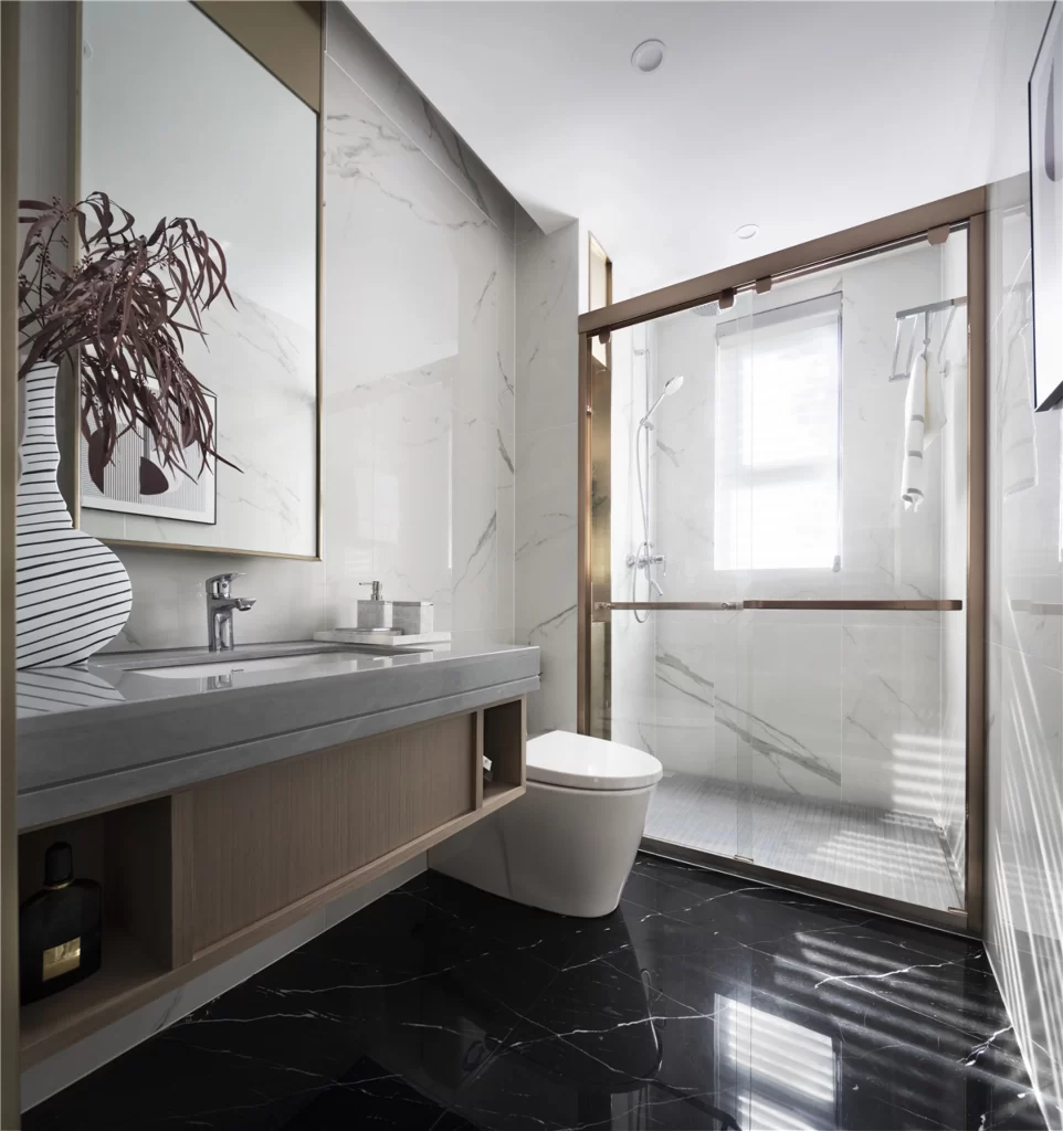 Bathroom Modern Marble Neutral Glass Door