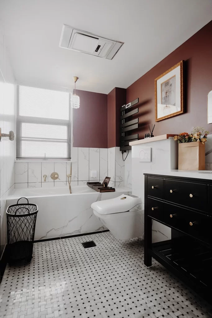 Bathroom Modern Marble White Black Gold Accents