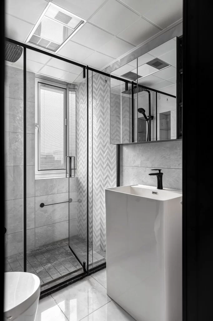 Bathroom Modern Minimalist Monochrome Glass Door Tile