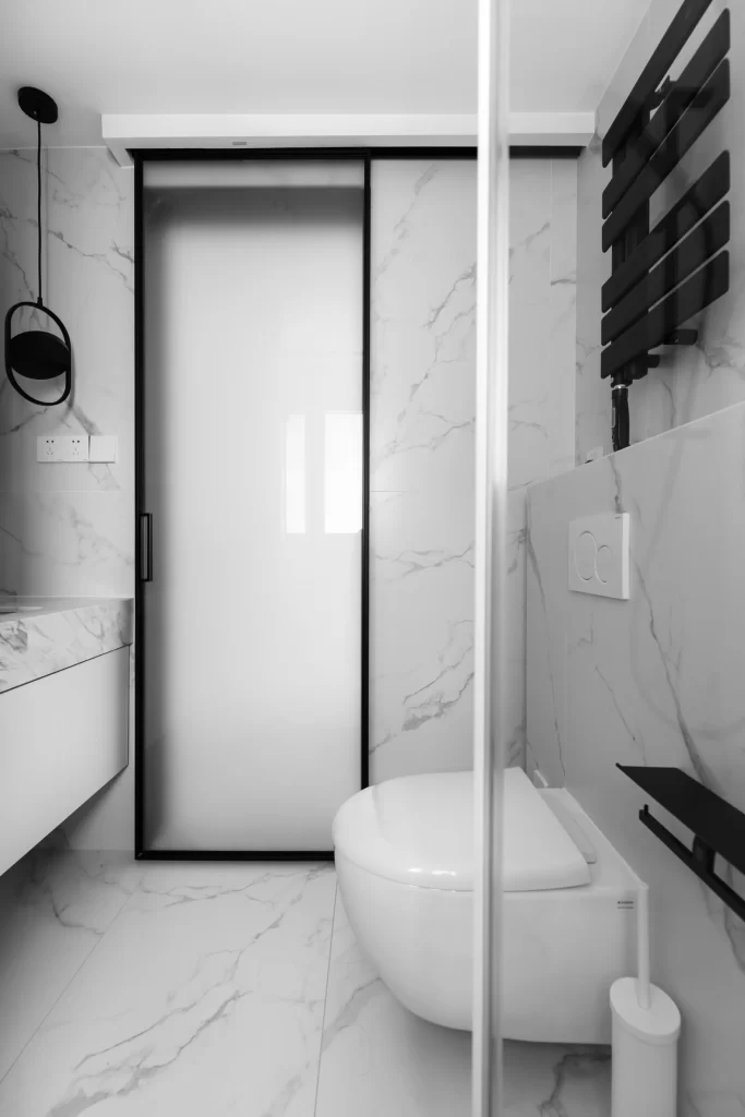 Bathroom Modern Minimalist White Marble Neutral Glass