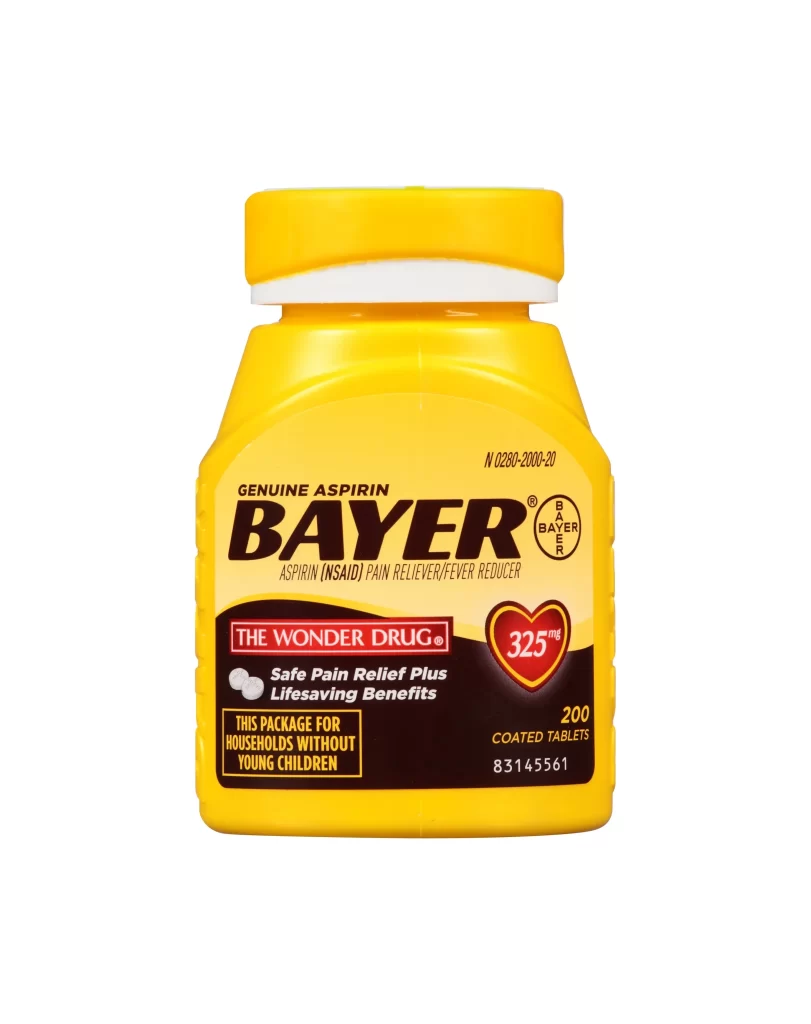 Bayer Aspirin Yellow Bottle Medicine Tablets