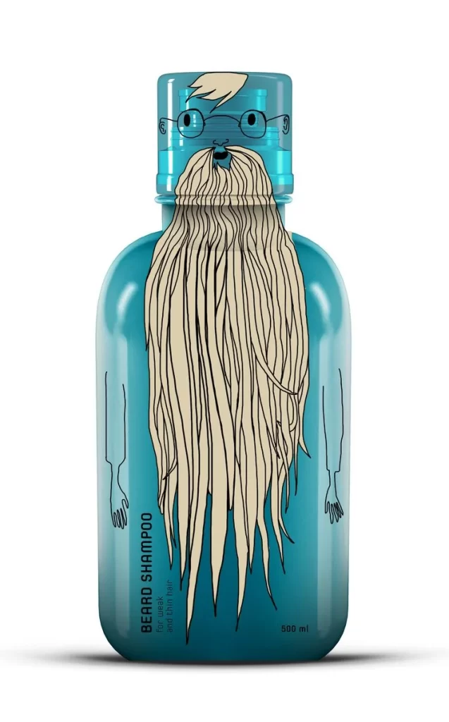 Beard Shampoo Blue Illustrative Character Design