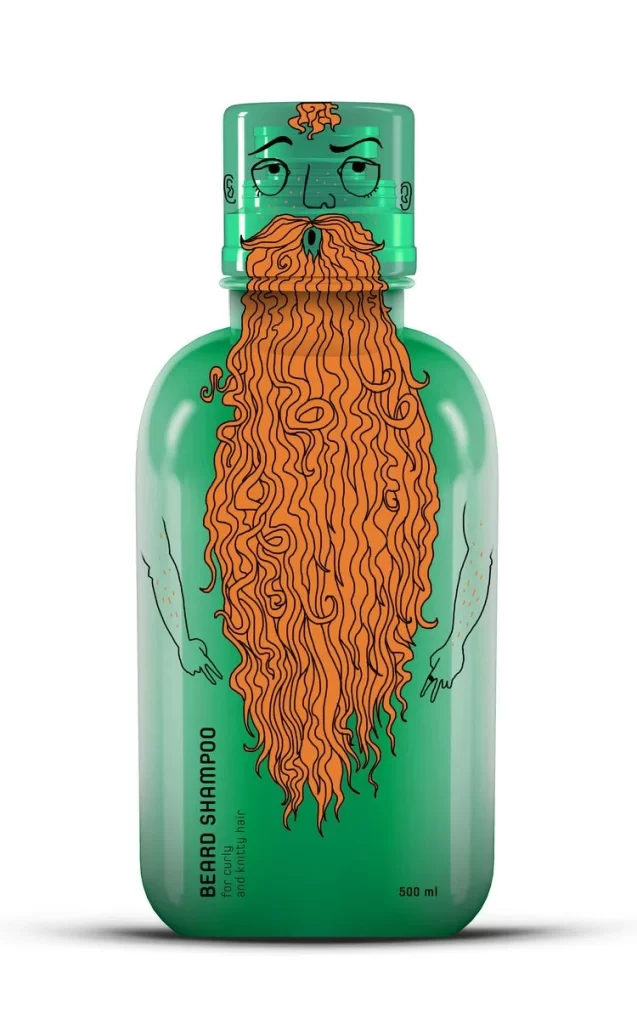 Beard Shampoo Green Orange Illustration Design
