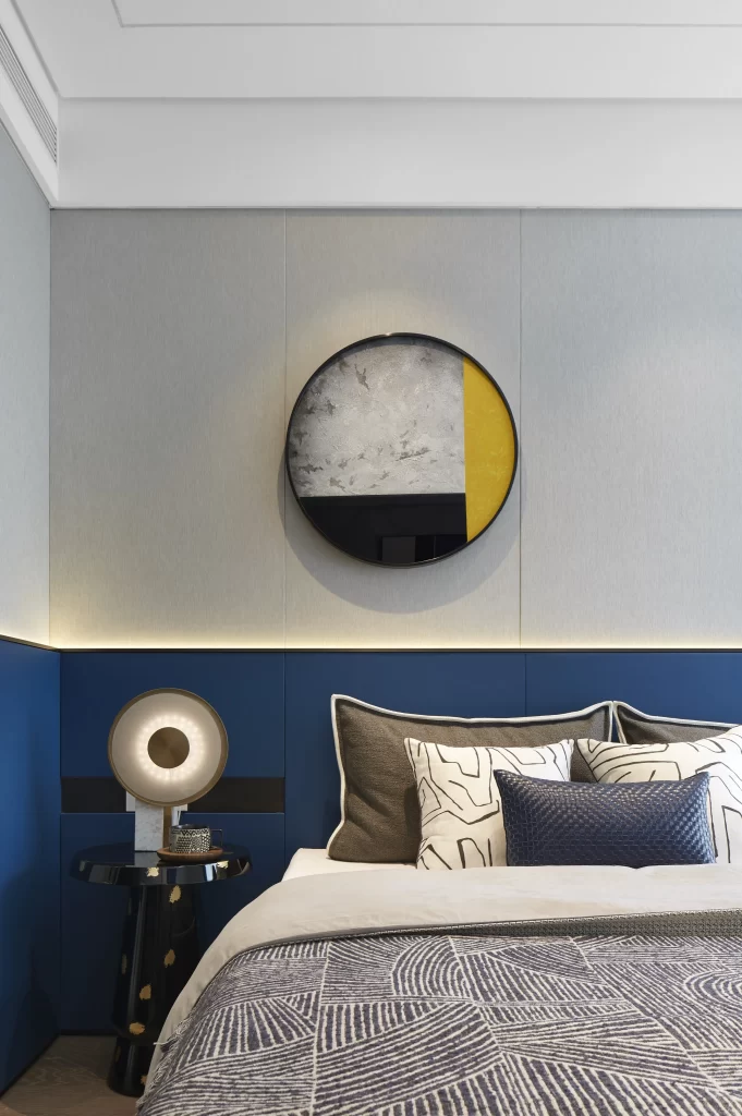 Bedroom Contemporary Blue Gray Patterned Textures