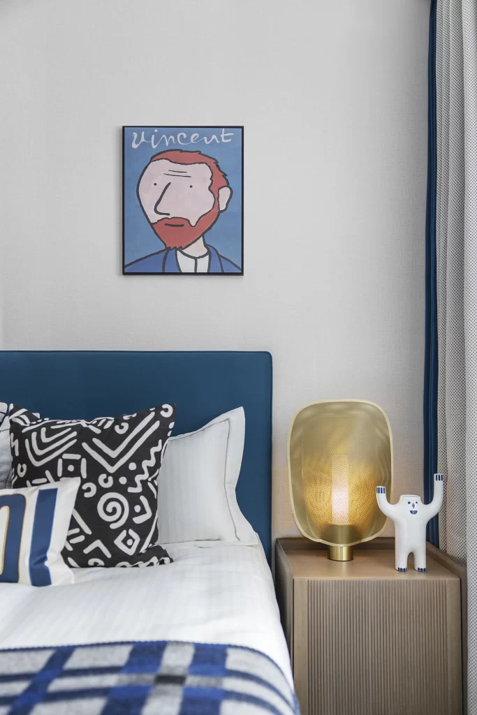 Bedroom Contemporary Blue White Patterned Textures