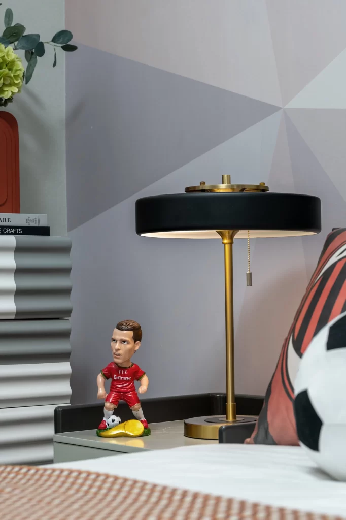 Bedroom Contemporary Gray Black Gold Accents Football Theme