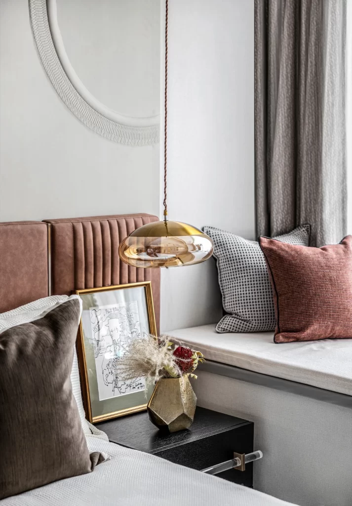 Bedroom Contemporary Neutral Beige Gold Accents Textured