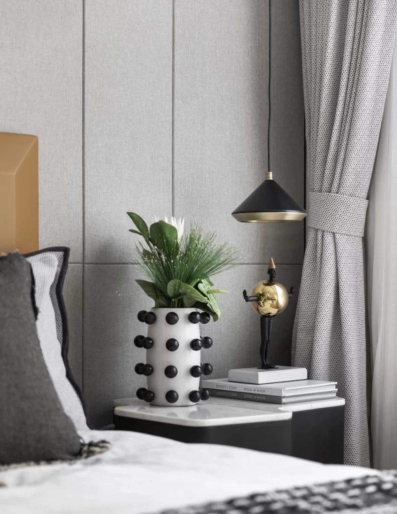 Bedroom Contemporary Neutral Black White Gold