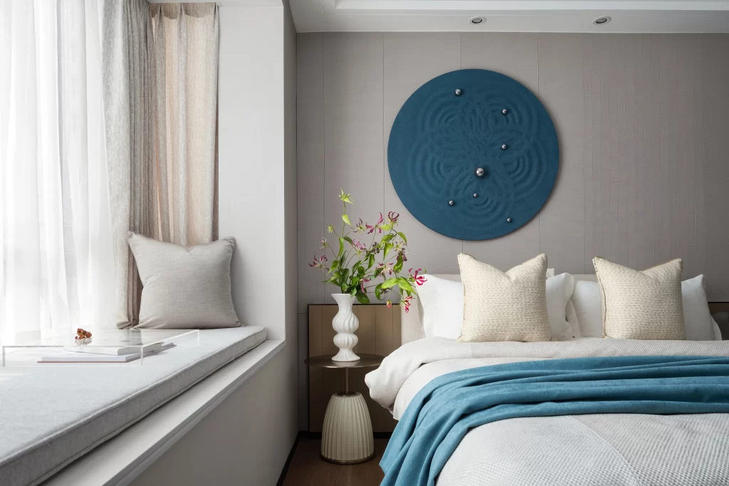 Bedroom Contemporary Neutral Blue White Minimalist