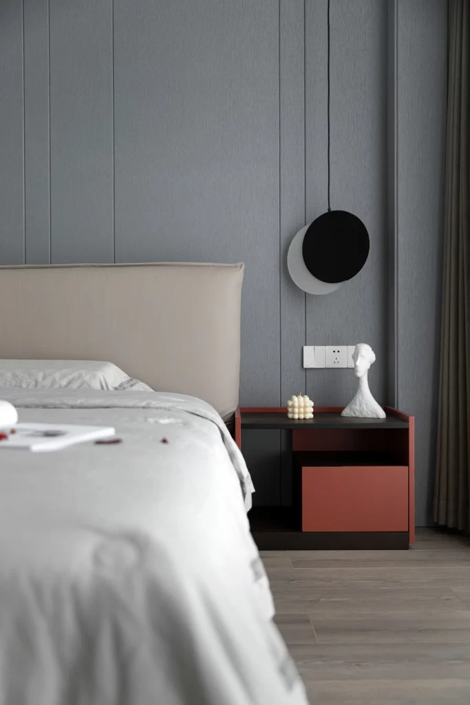 Bedroom Contemporary Neutral Gray Beige Wood
