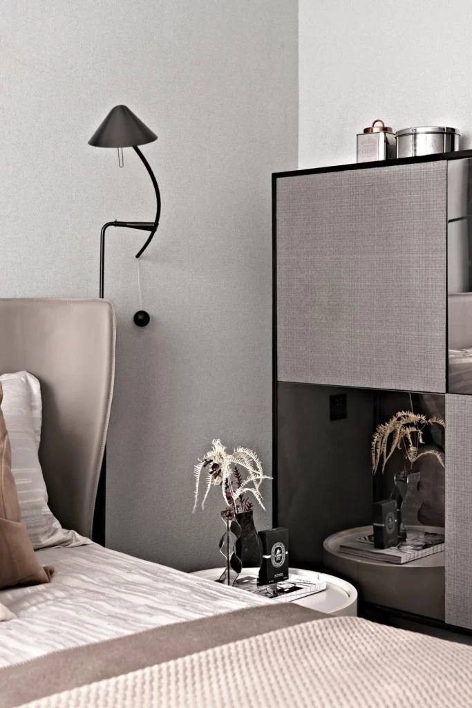 Bedroom Contemporary Neutral Gray Black Textured