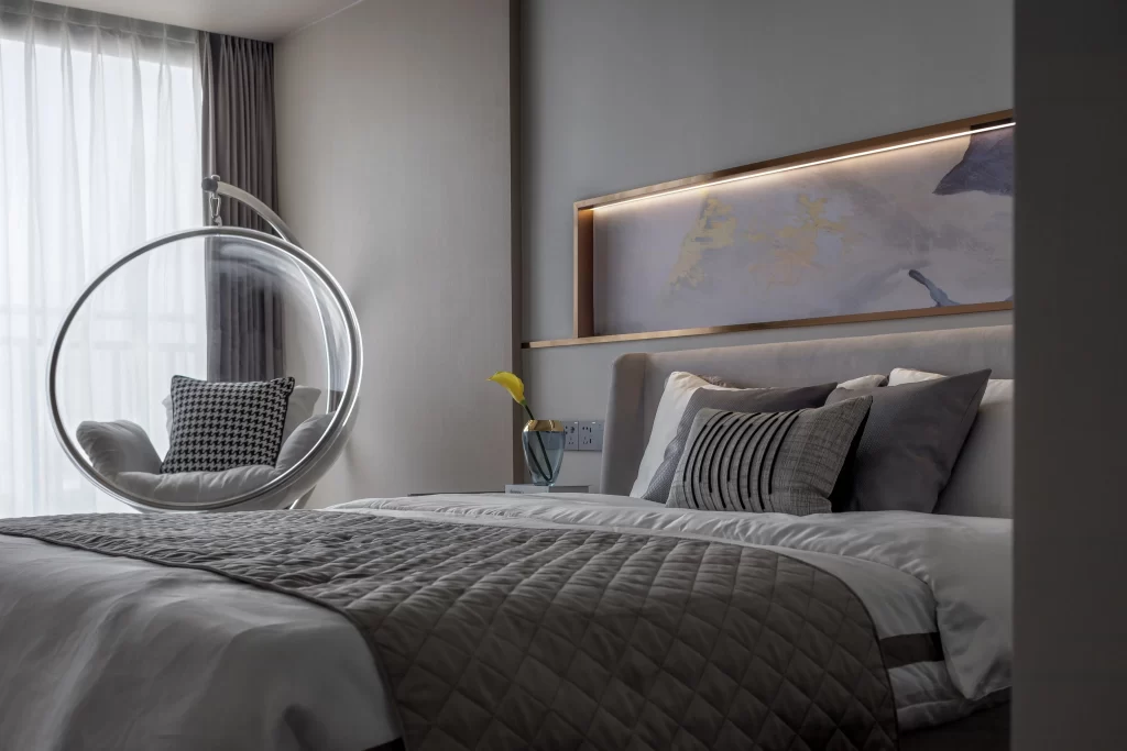 Bedroom Contemporary Neutral Gray Soft Textures Artistic