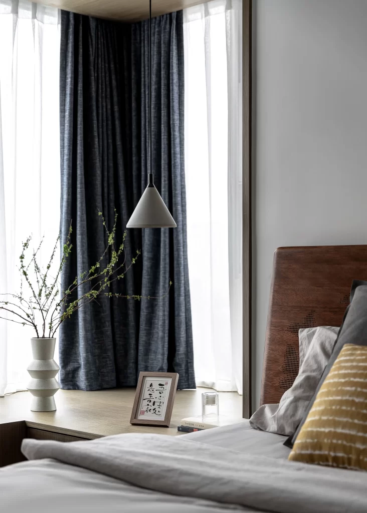 Bedroom Contemporary Neutral Gray Wood Accents