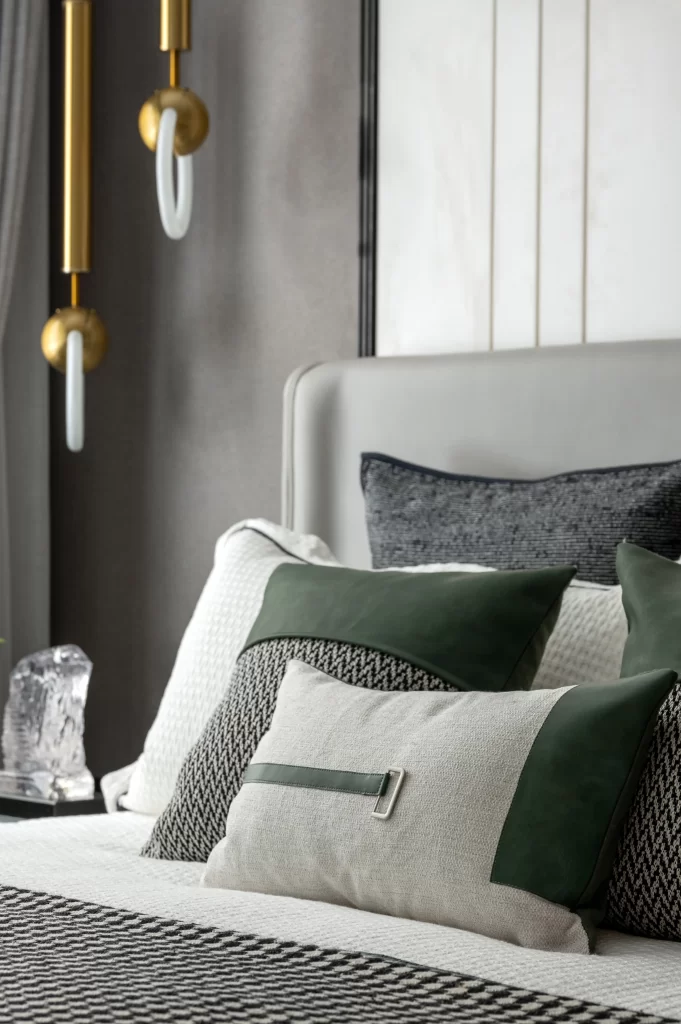 Bedroom Contemporary Neutral Green Black White Textured