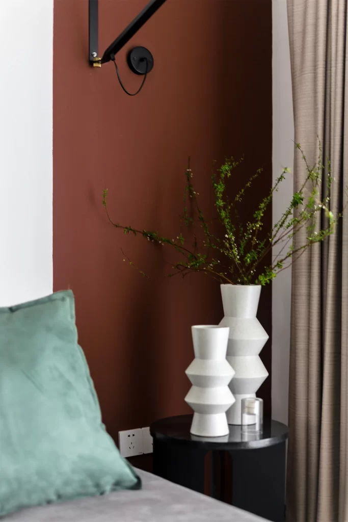 Bedroom Contemporary Neutral Green White Brown