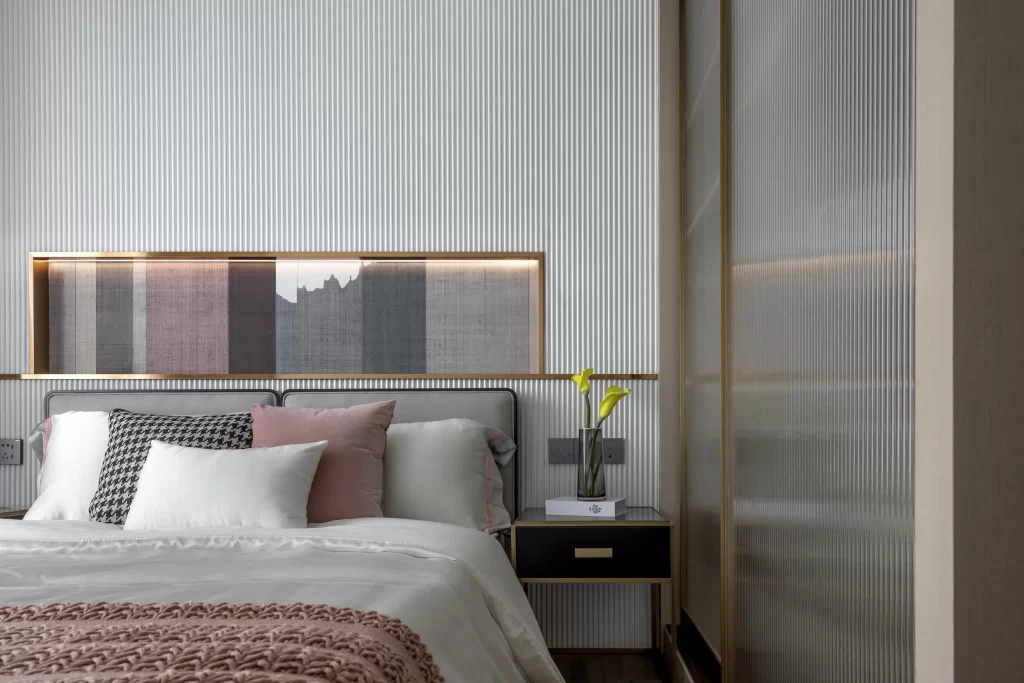 Bedroom Contemporary Neutral Soft Pastels Textured Accents