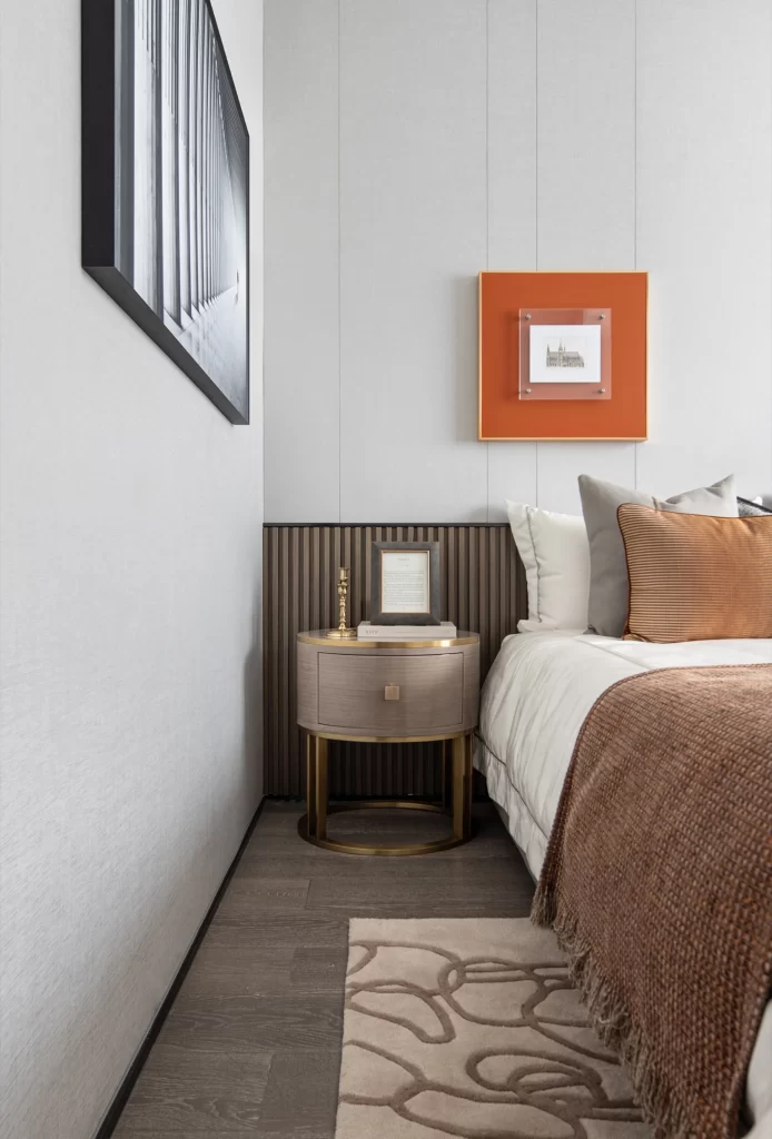 Bedroom Contemporary Neutral Warm Tones Wooden Accents