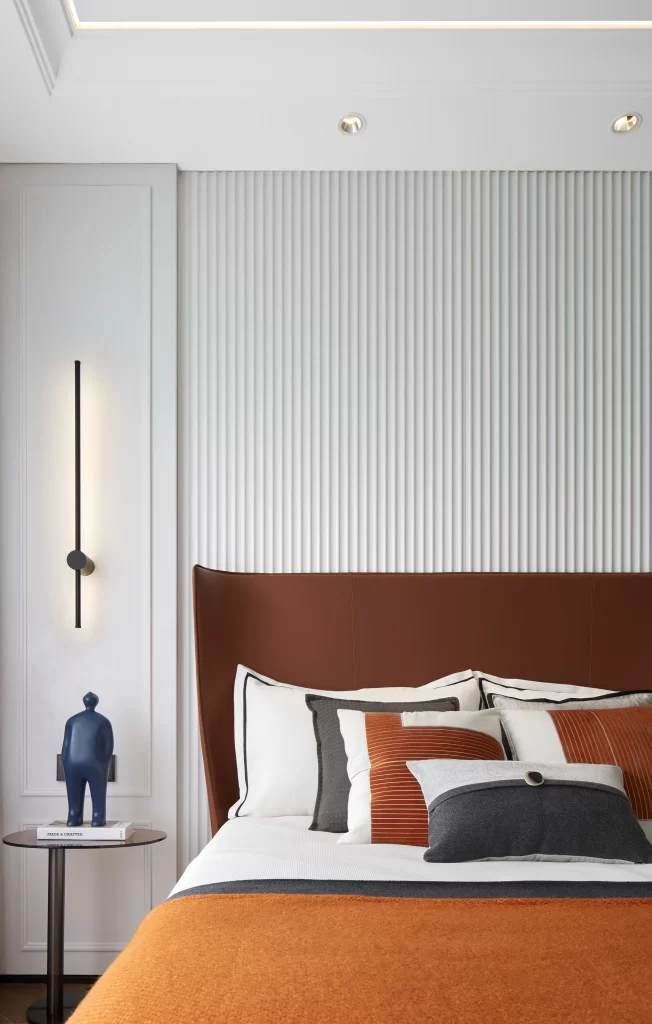 Bedroom Contemporary Neutral White Brown Accents