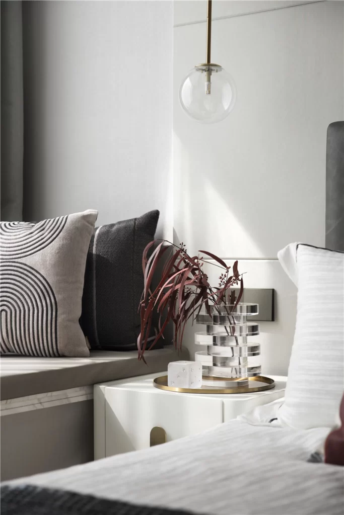 Bedroom Contemporary Neutral White Gray Accents