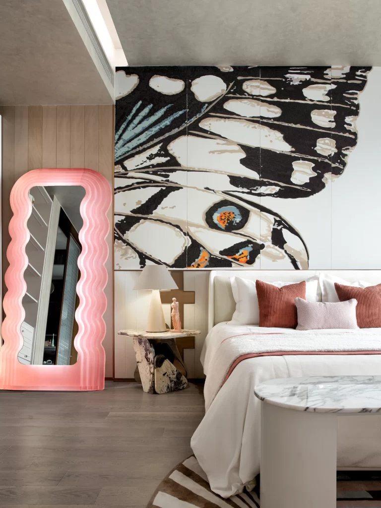 Bedroom Contemporary Pink Black White Marble Artistic