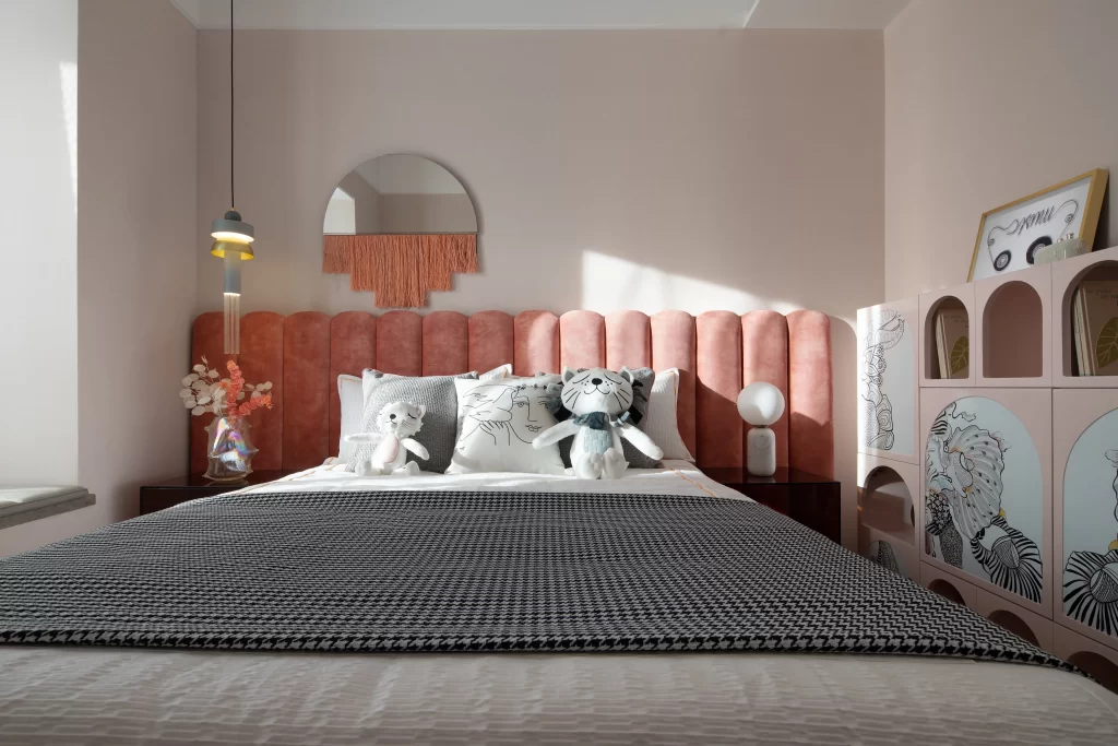 Bedroom Contemporary Pink Soft Textures Artistic Decor
