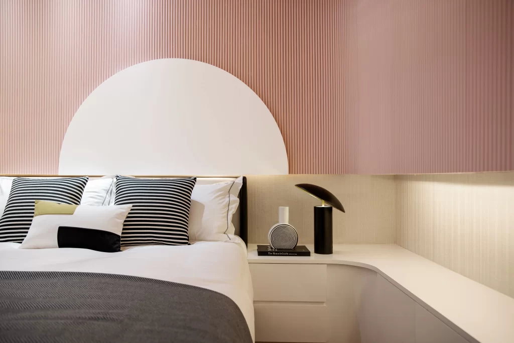 Bedroom Contemporary Pink White Black Geometric Patterns