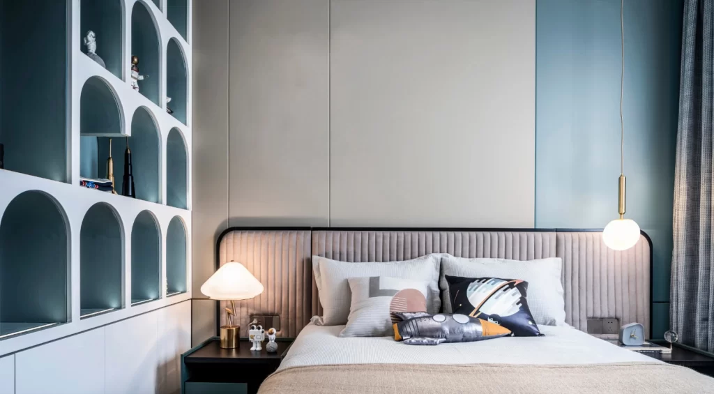 Bedroom Contemporary Soft Blue Neutral Tones Modern Decor