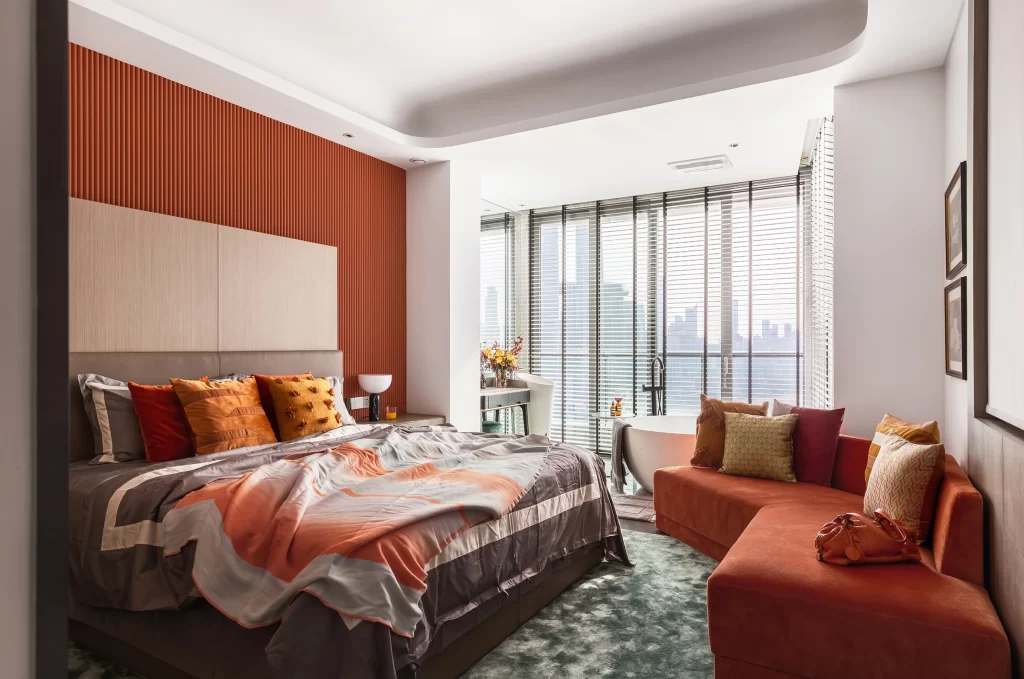 Bedroom Contemporary Warm Tones Comfortable Cozy