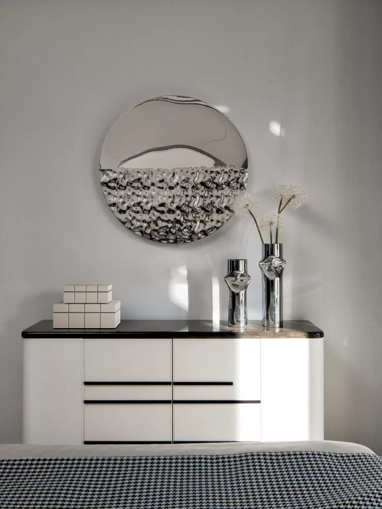 Bedroom Contemporary White Black Metallic Minimalist