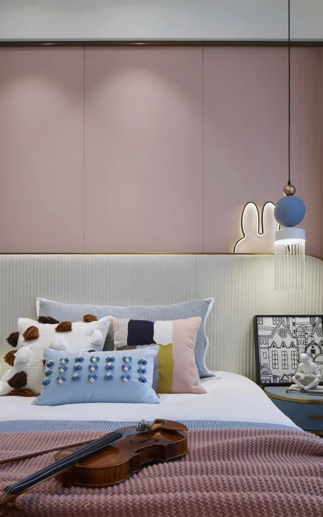 Bedroom Cozy Pastel Pink Blue White Knit Pillows