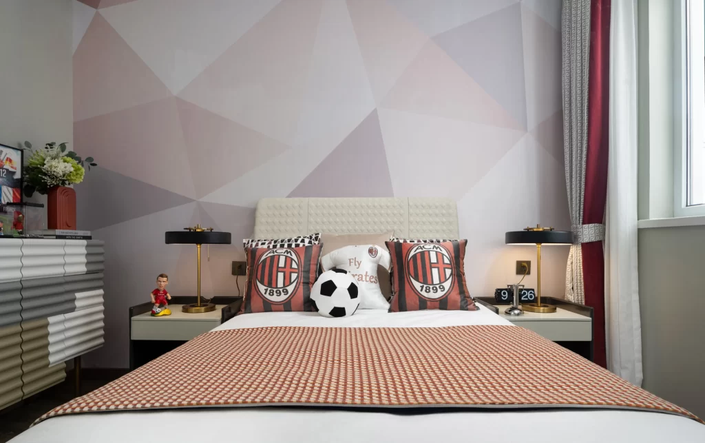 Bedroom Geometric Pattern Neutral Tones Football Theme Decorative Pillows