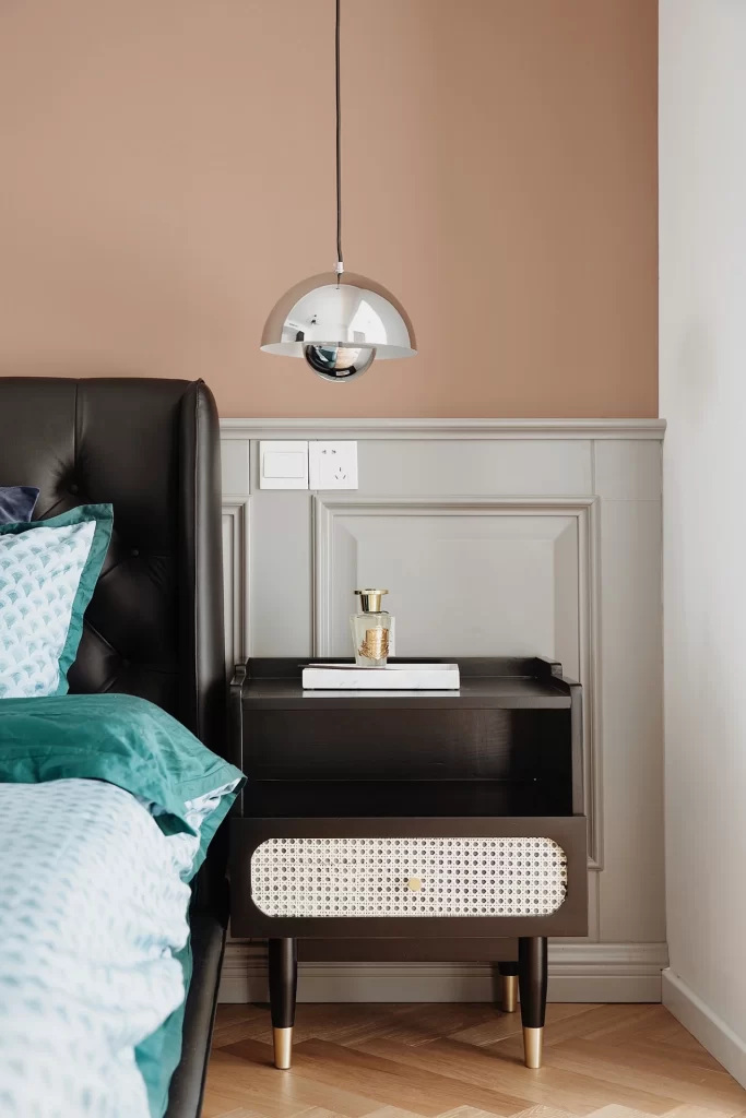 Bedroom Mid-Century Modern Taupe Green Black Gold