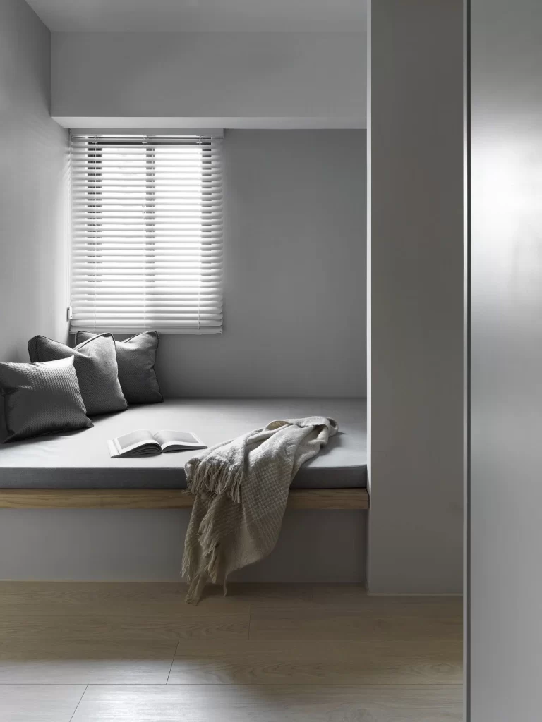 Bedroom Minimalist Grey Neutral Wood Floor Window