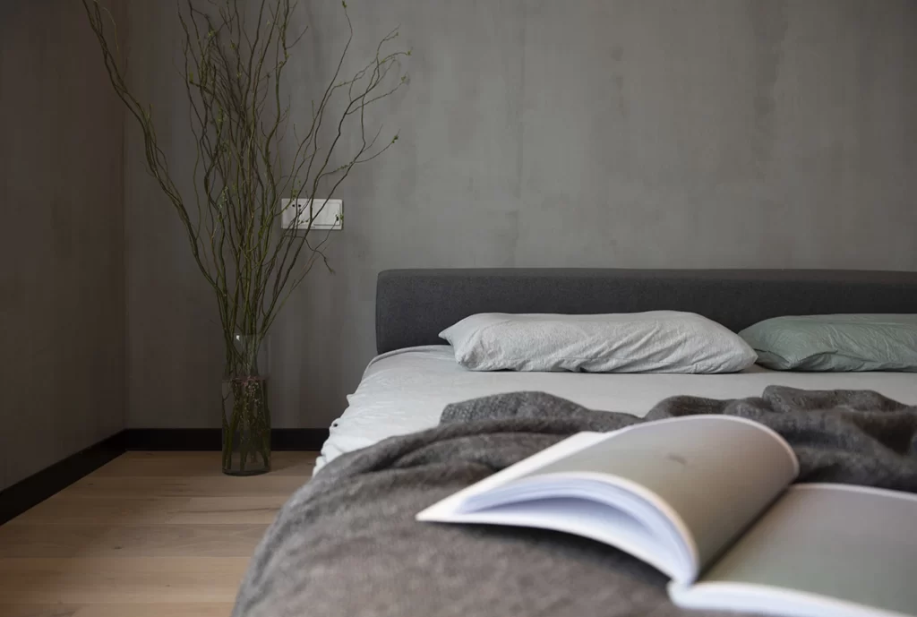 Bedroom Minimalist Neutral Gray Wood Floor Simple
