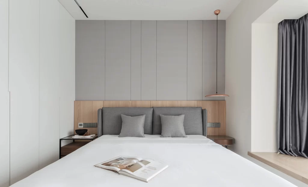 Bedroom Minimalist Neutral Grey White Wood