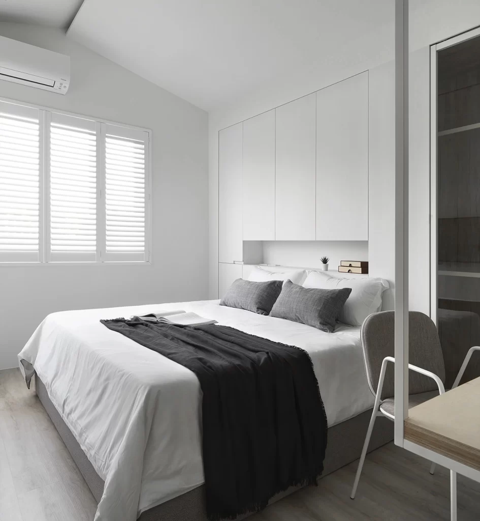 Bedroom Minimalist White Neutral Grey Wood