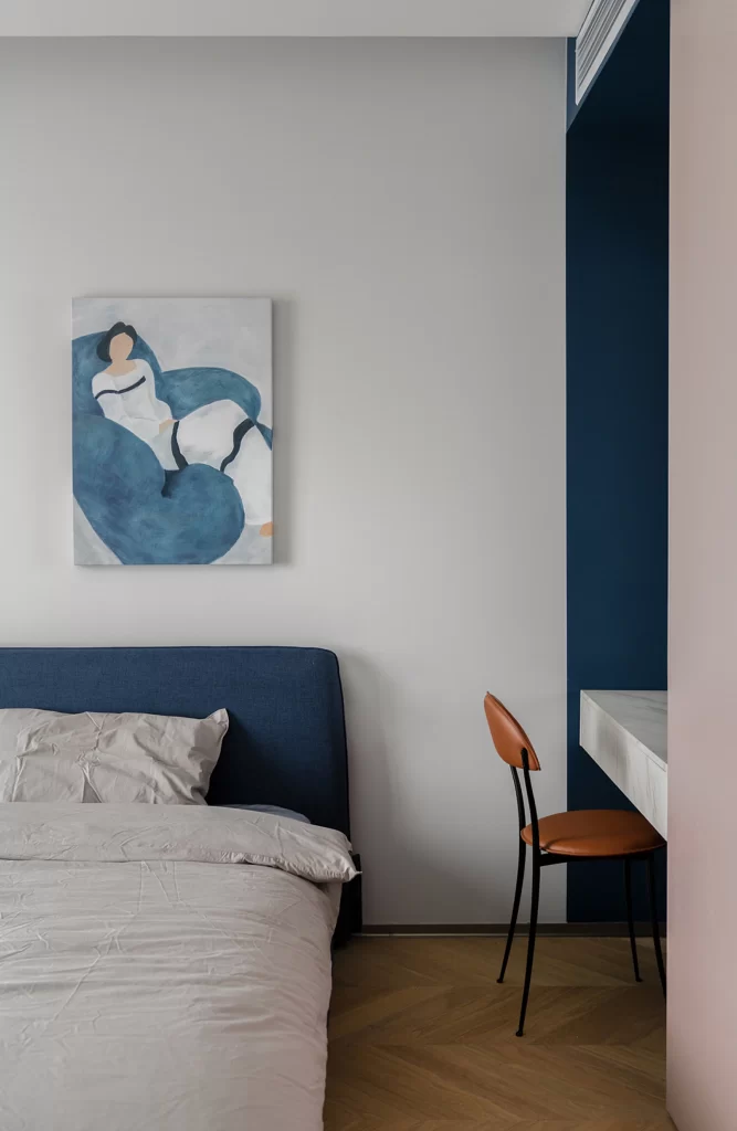 Bedroom Modern Blue White Neutral Artistic