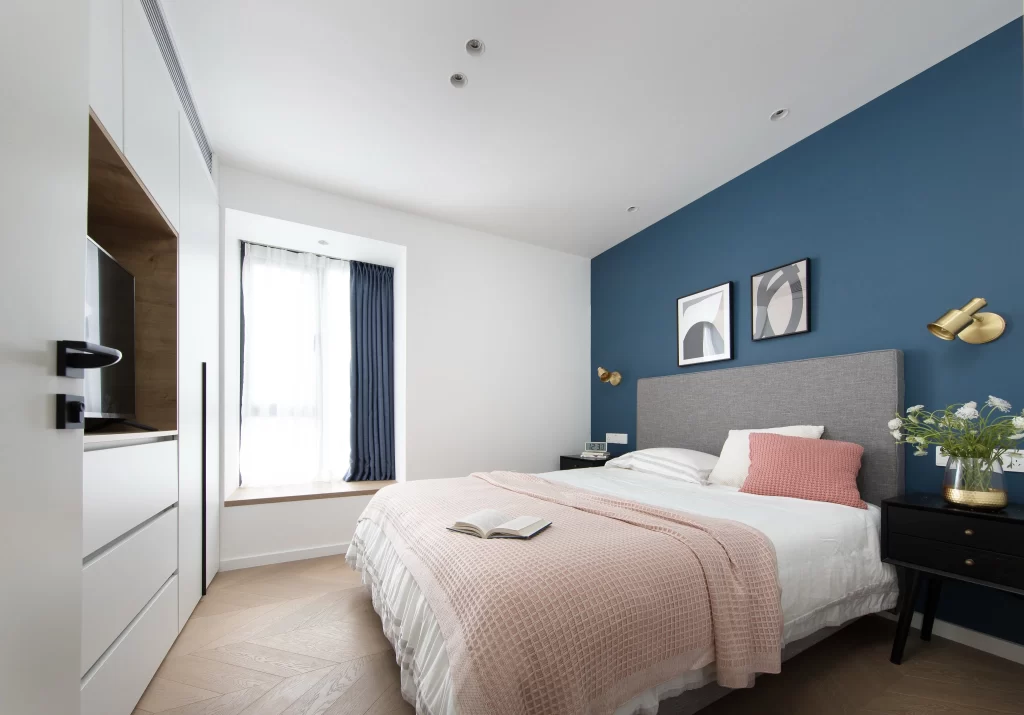 Bedroom Modern Blue White Pink Minimalist