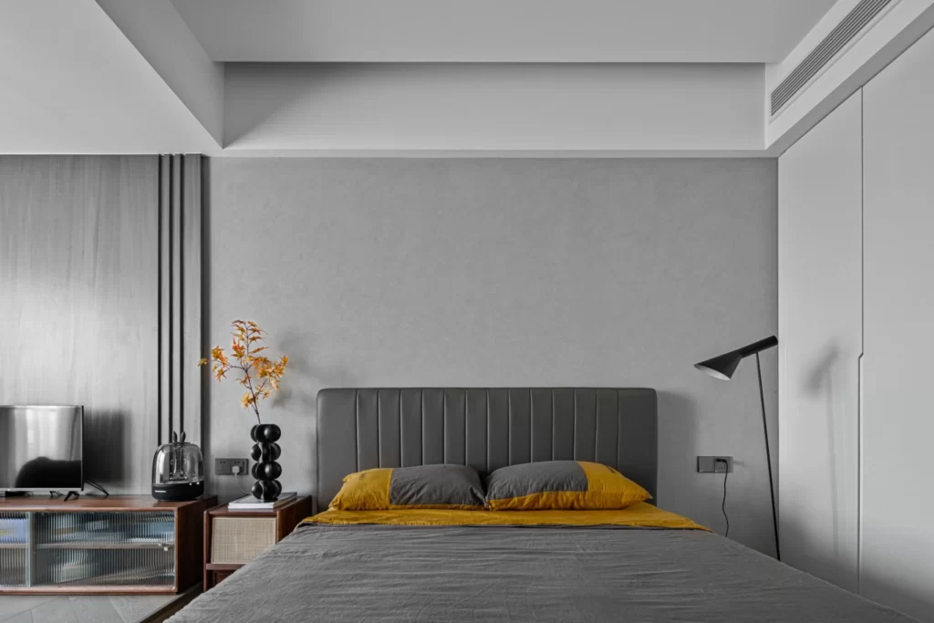 Bedroom Modern Minimalist Grey Yellow Neutral
