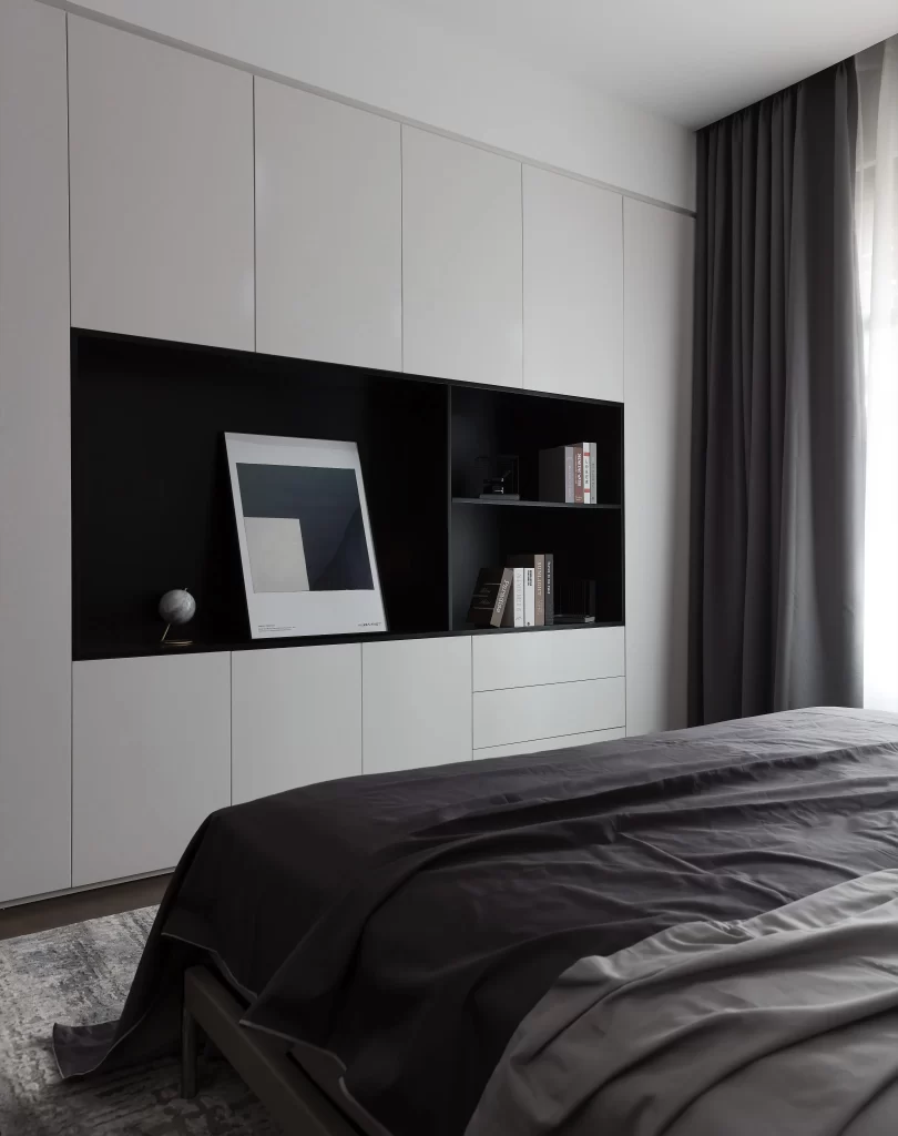Bedroom Modern Minimalist Neutral Dark Grey White