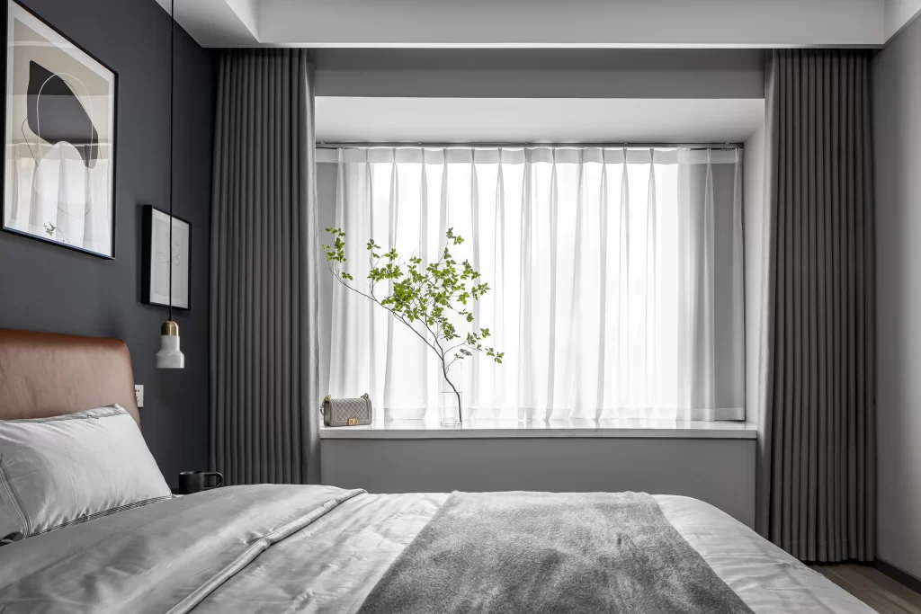 Bedroom Modern Minimalist Neutral Gray White Natural Light