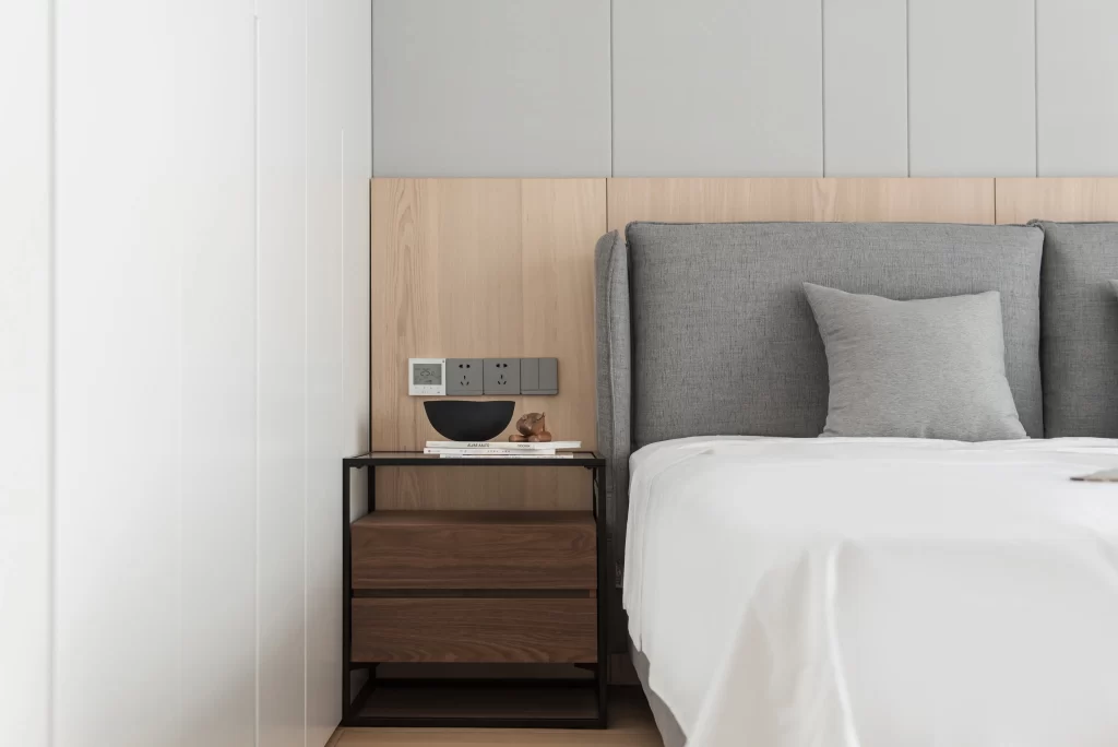Bedroom Modern Minimalist Neutral Gray White Wood