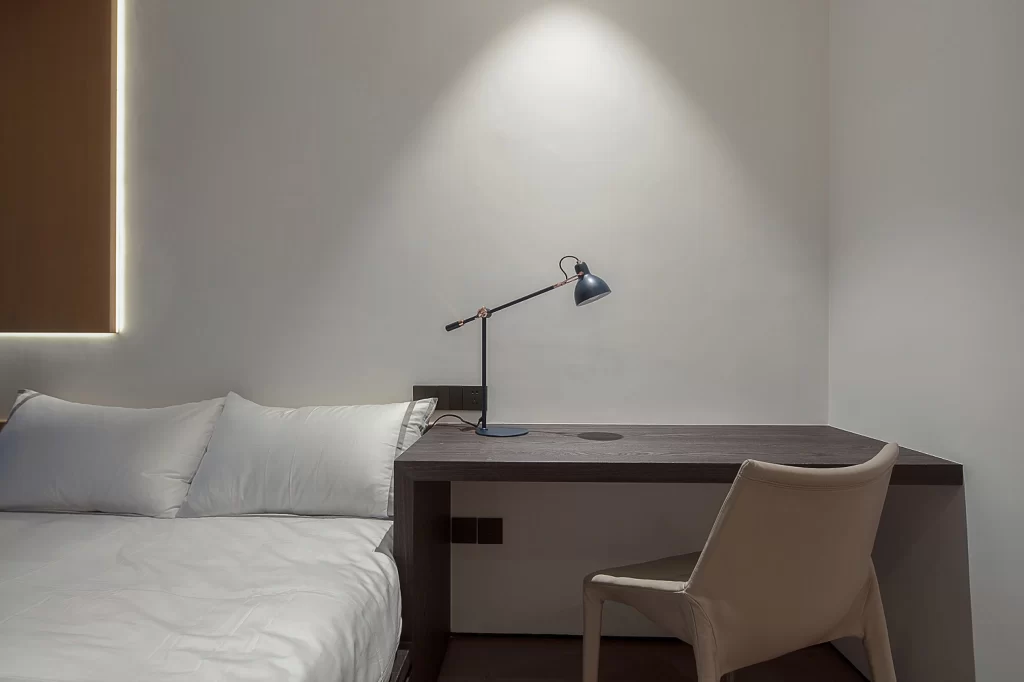 Bedroom Modern Minimalist Neutral White Dark Wood