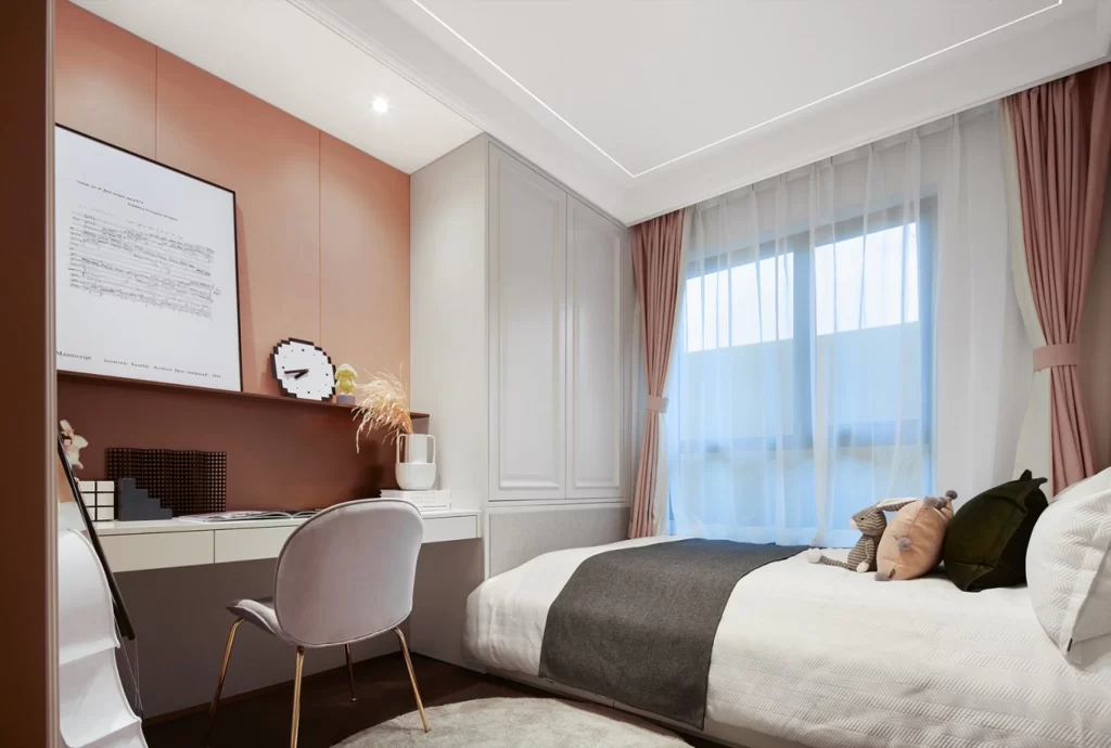 Bedroom Modern Minimalist Neutral White Pink Grey
