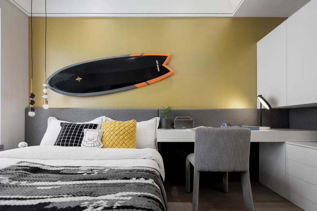 Bedroom Modern Minimalist Neutral Yellow Black White